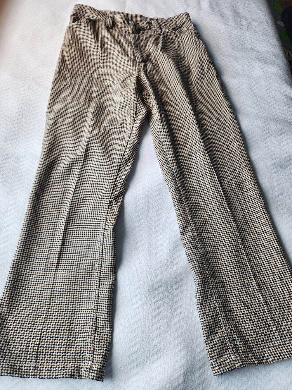 RARE 1970's VTG Wrangler Women's Ankle Crop Jeans - Beige & Black Houndstooth